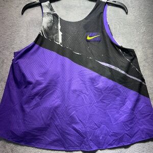 Nike Court Dri-FIT Tennis Tank Top Purple Black Colorblock Built-in Bra Large